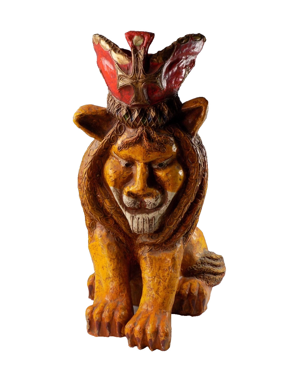 Jeanne Valentine Papier-Mache King Lion Sculpture Mexico Vintage 1960s MCM