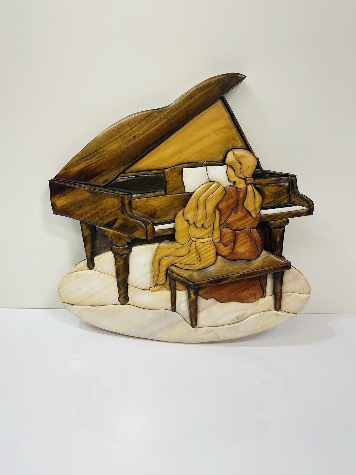 Intarsia – Wood Art – Piano Teacher Mother Child Girls Gift for Musician 15”