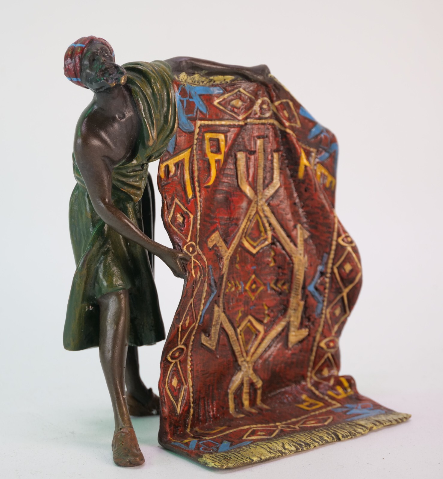 BERGMAN AUSTRIAN VEINNA COLD PAINTED BRONZE FIGURE ARAB CARPET SELLER