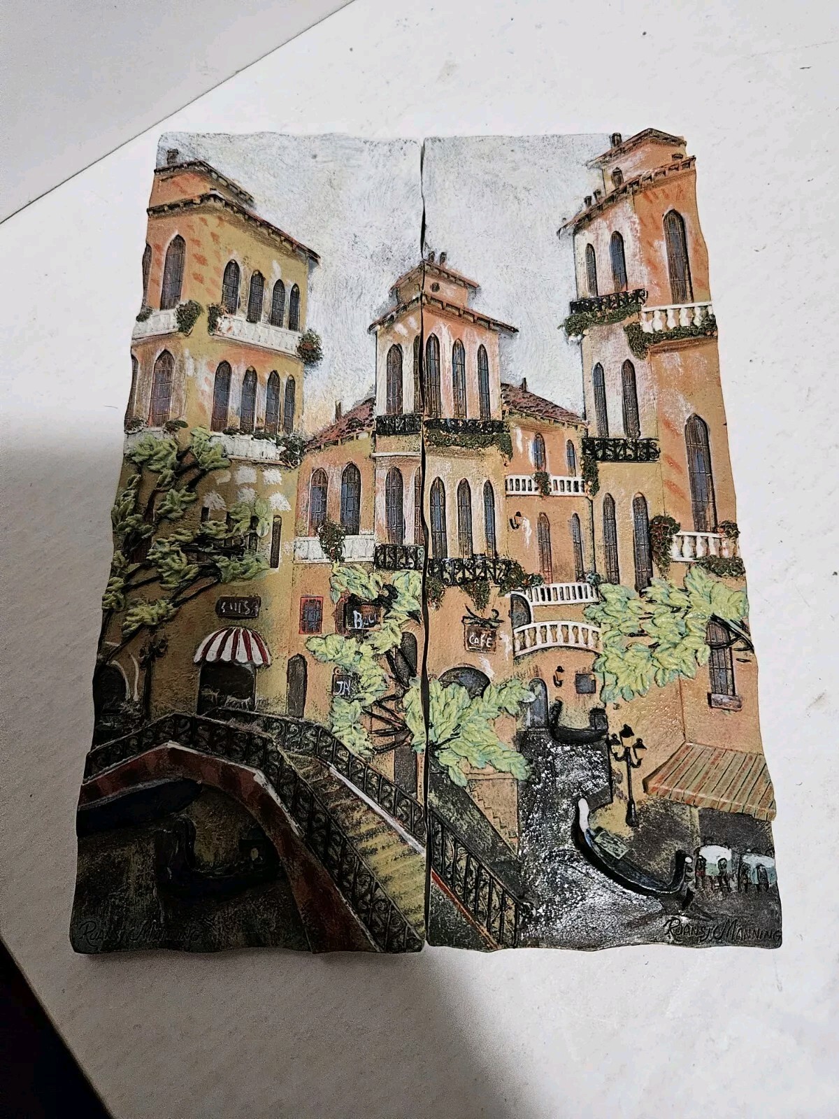 Ruane Manning Set of 2 Resin 3D Wall Art Sculpture Venice scenes 9&Prime;x3.25” »