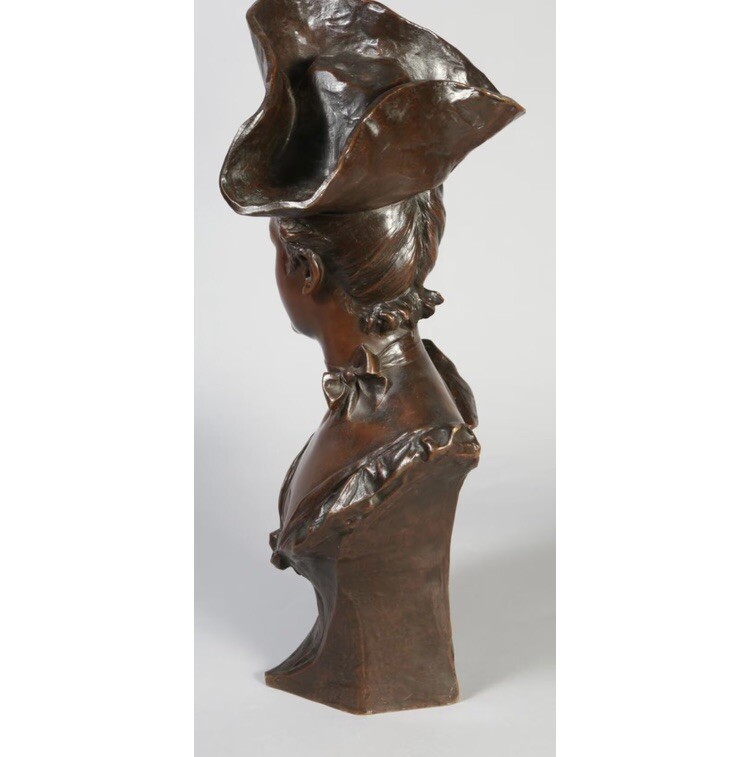 G. Van Der Straten (French 1856-1928), Bronze Bust of a Young Woman