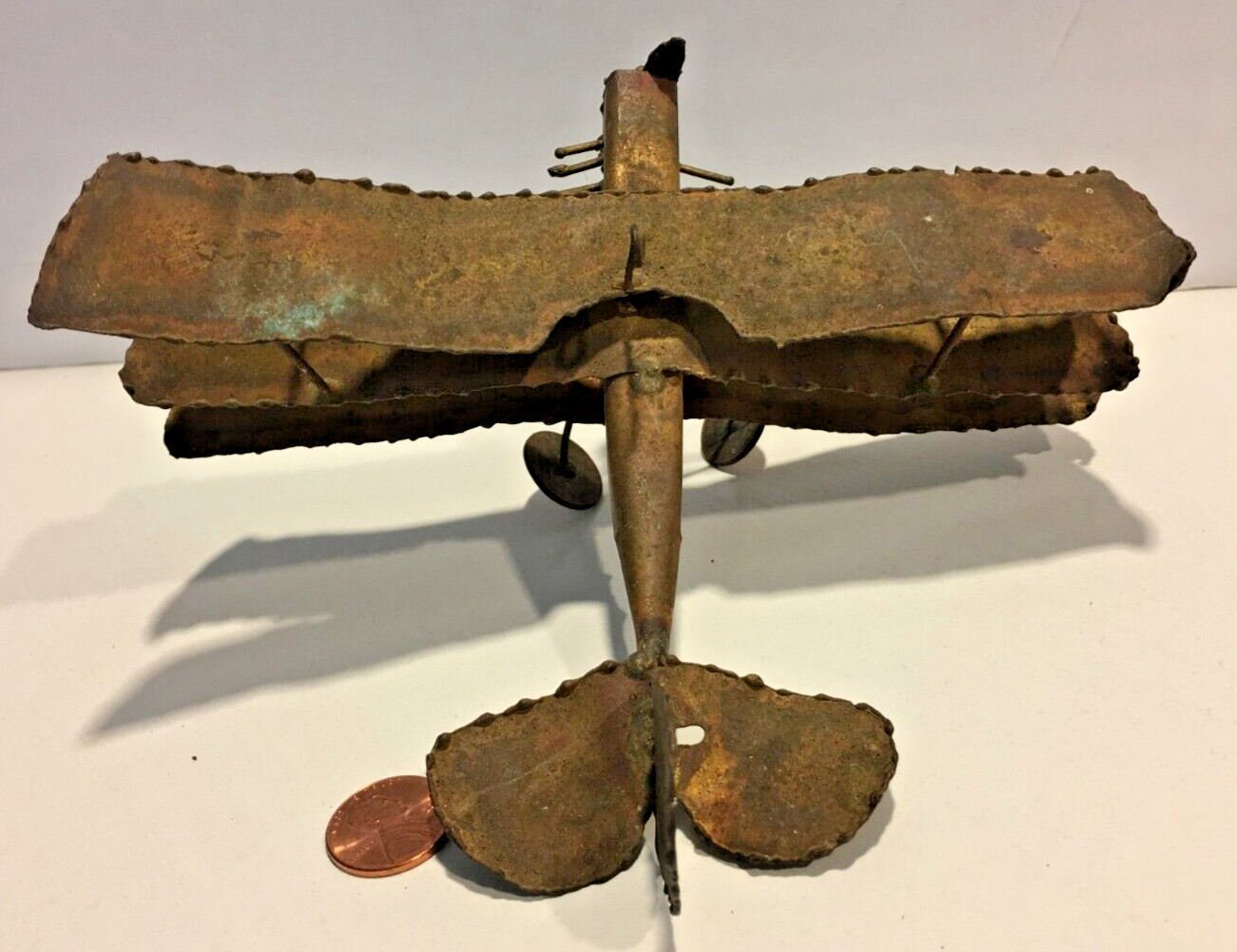 vintage mobile decor Handmade Metal Art airplane aviation triplane sculpture 6&Prime;