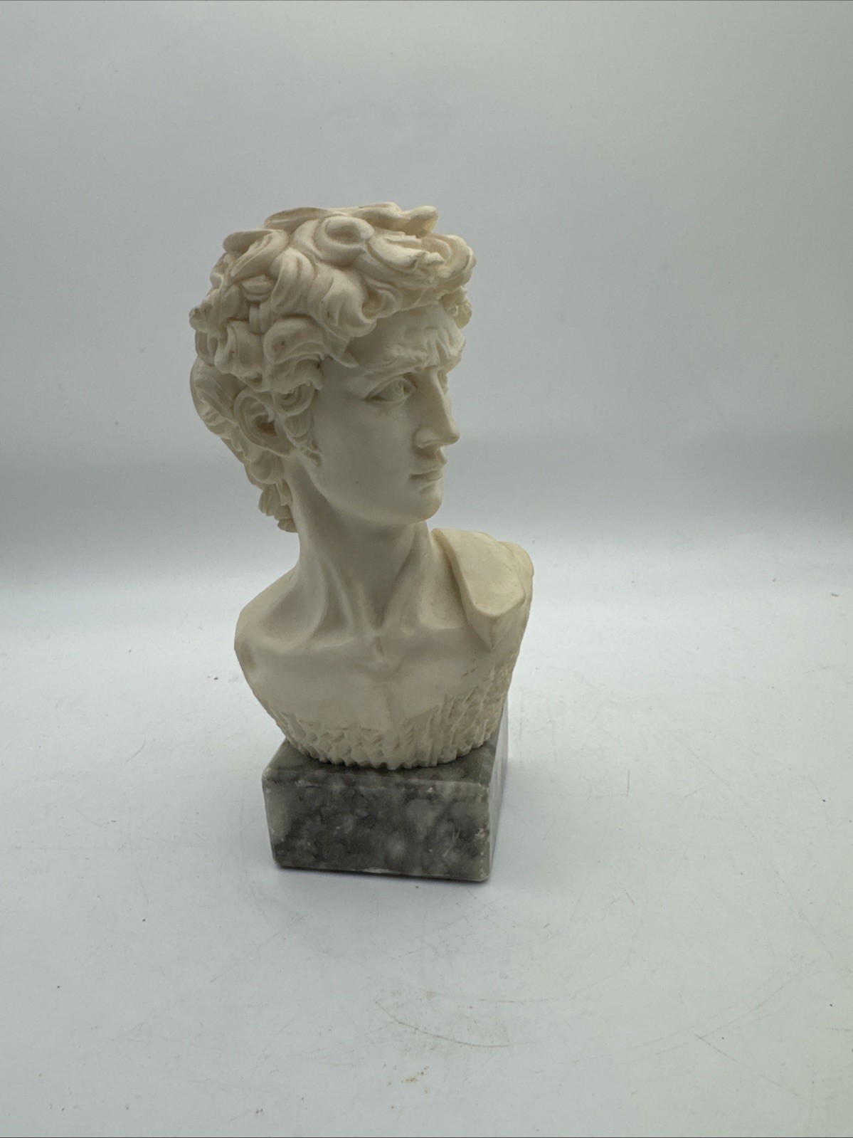 Vintage Michelangelo David Bust Carved Alabaster Marble Base 6,5