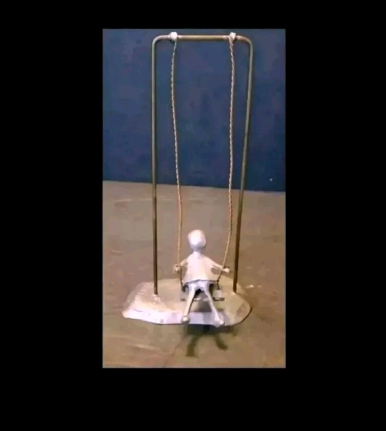 Girl On Swing Pewter People Signed by Hunter 1960&rsquo;s Signed VTG Collectible Decor