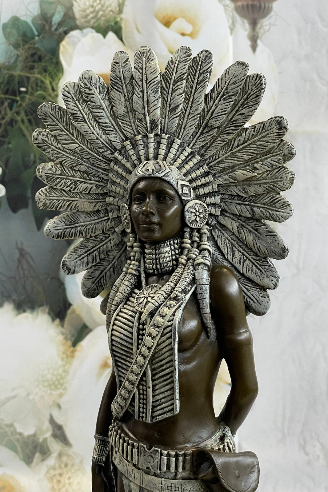 Signed American Indian Girl Bronze Figure Sculpture Statue Figurine Hot Cast Art