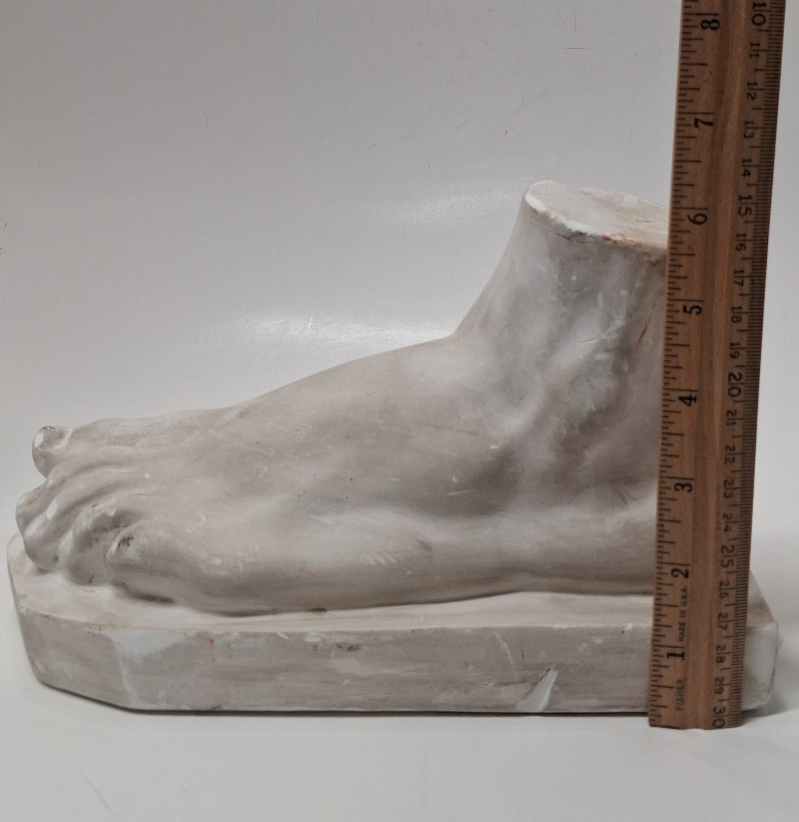 Vintage Aged Plaster Ladies Foot Sculpture Wall Hanging Toes Feet Cast Art Sz 8