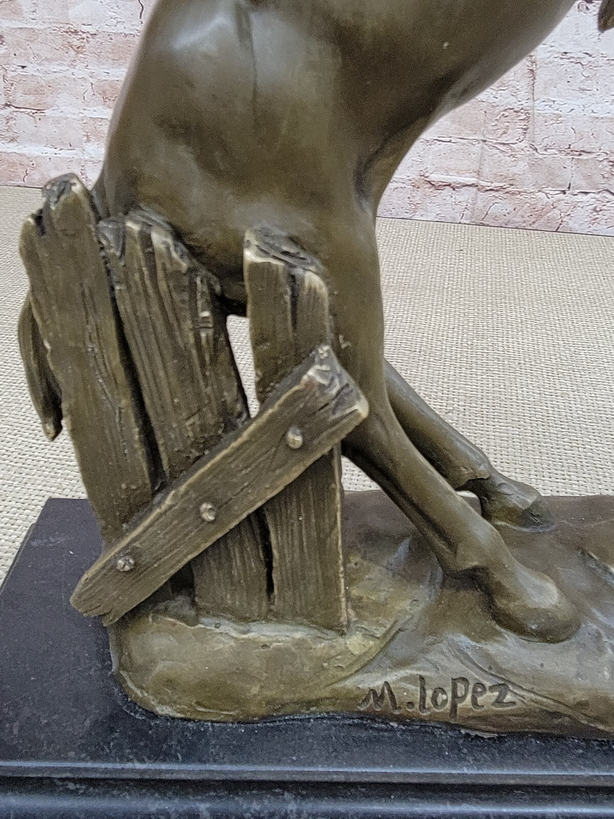 Abstract Art Sculpture Bronze Copper Marble Horse Rearing Mars Statue Figurine