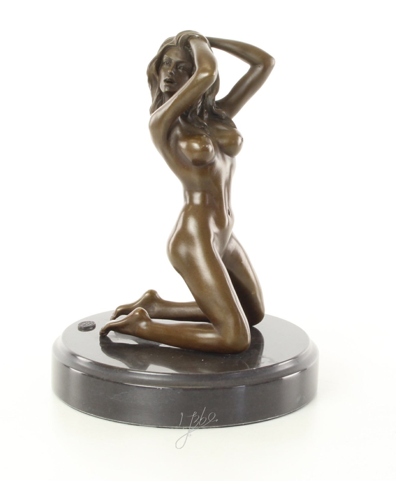 Bronze Sculpture Statue Woman Marble Deco V Mavchi Rare Decor Art Lady 20th