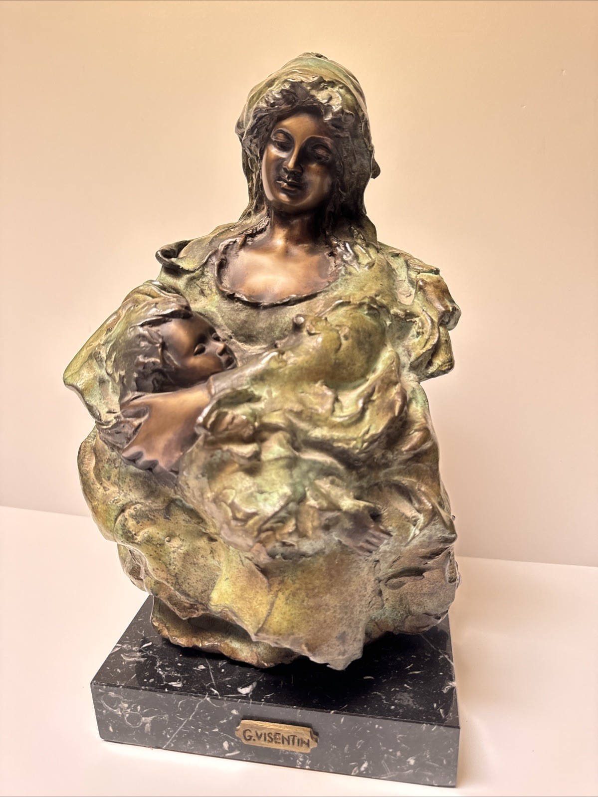 Giani Visentin Sculpture Bronze Metal Signed Limited Edition Madonna Mother Icon