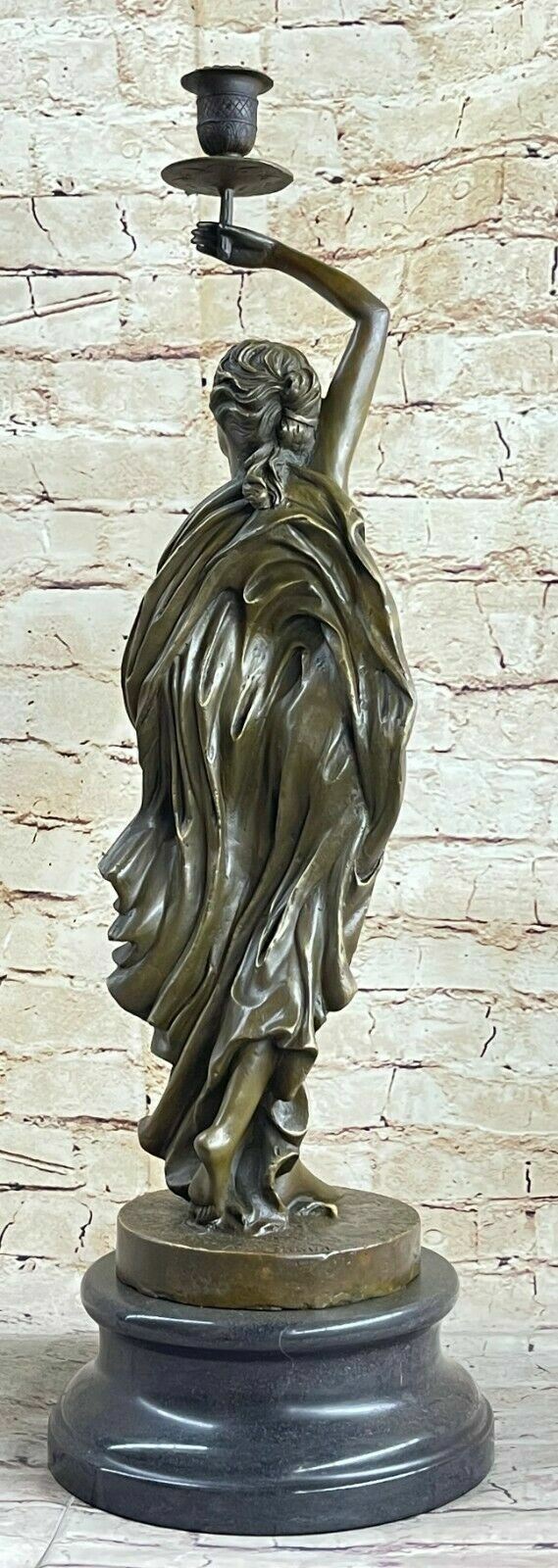 100% PURE BRONZE STATUE ART NOUVEAU GIRLS CANDLESTICK CANDELABRA HOT CAST FIGURE