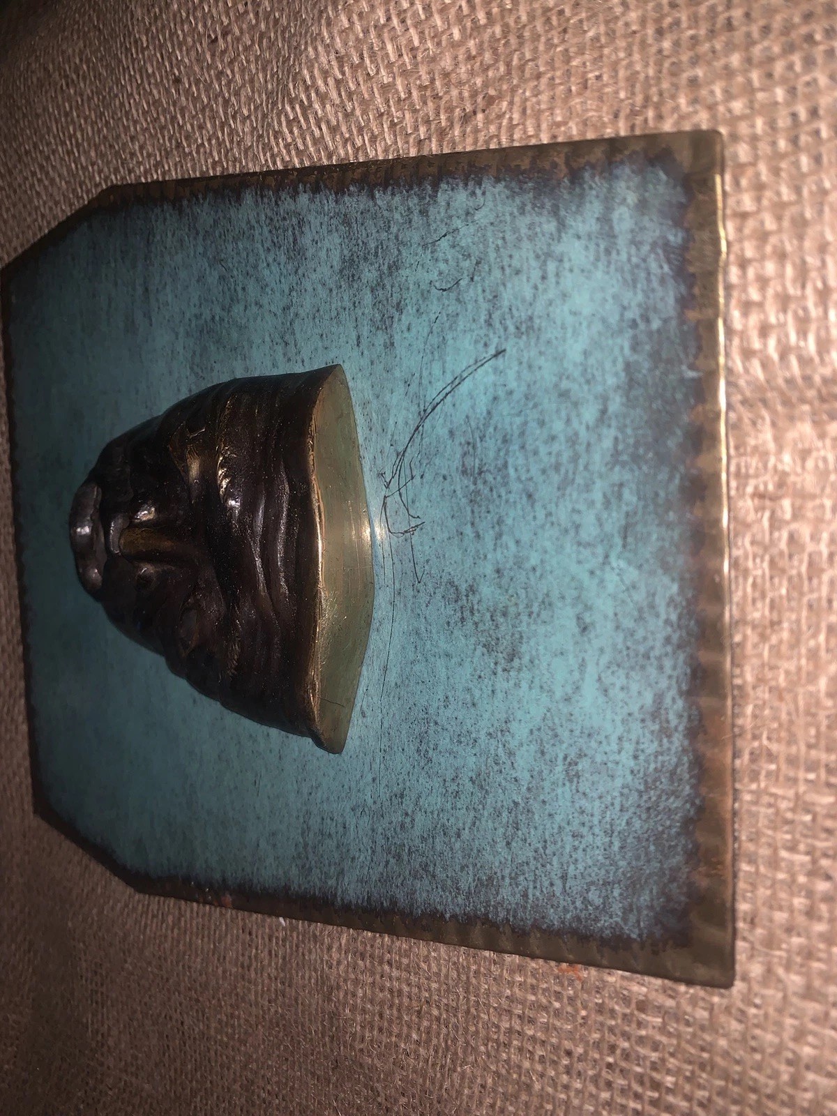 VTG Mouth Of Truth Face Brass Mask Sculpture (3.25×4.5) 7.75”W 9.75”T Tragedy