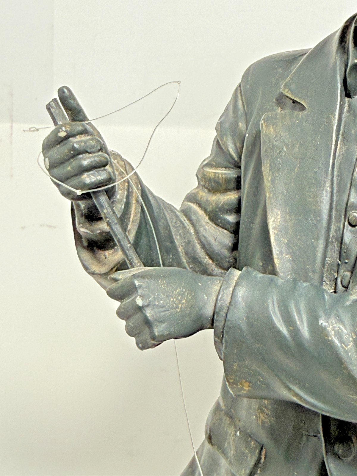 Cast Resin Sculpture Wading Fisherman Gentleman Bronze Finish Fishing (no pole)