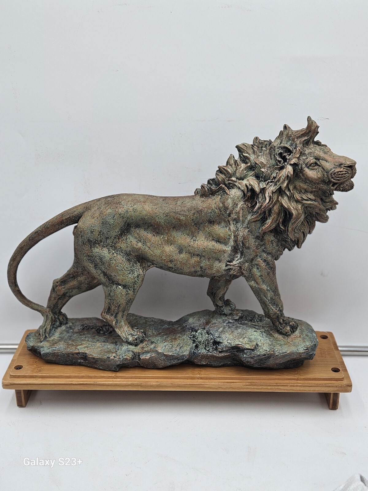 Vtg Lion on Prowl Wildlife Safari Sculpture Mixed Materials 16 Inches EUC