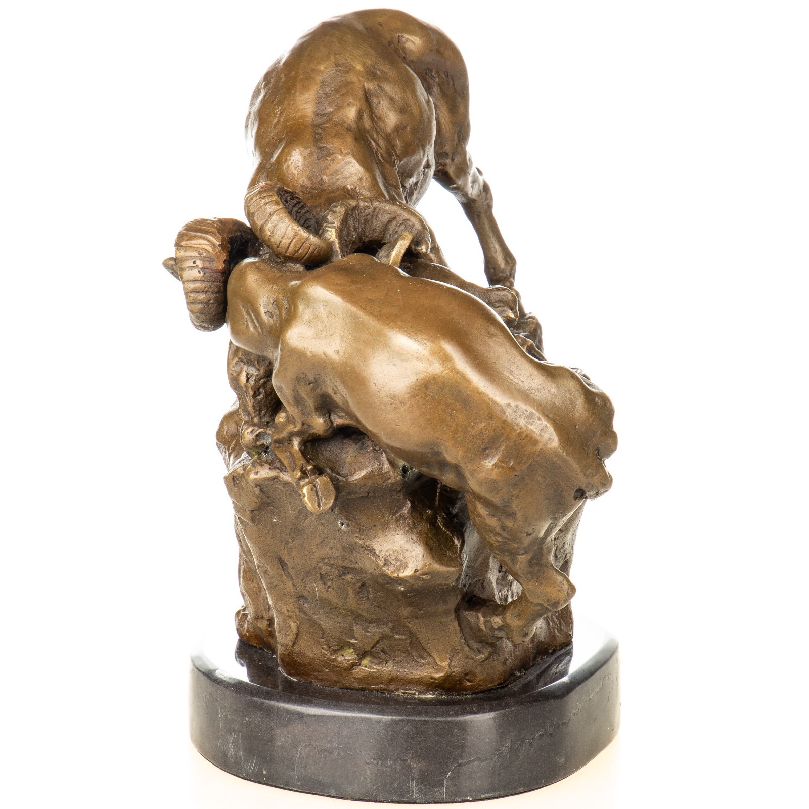 Bronze Sculpture Ibex Art deco on a black marble base after C.Williams