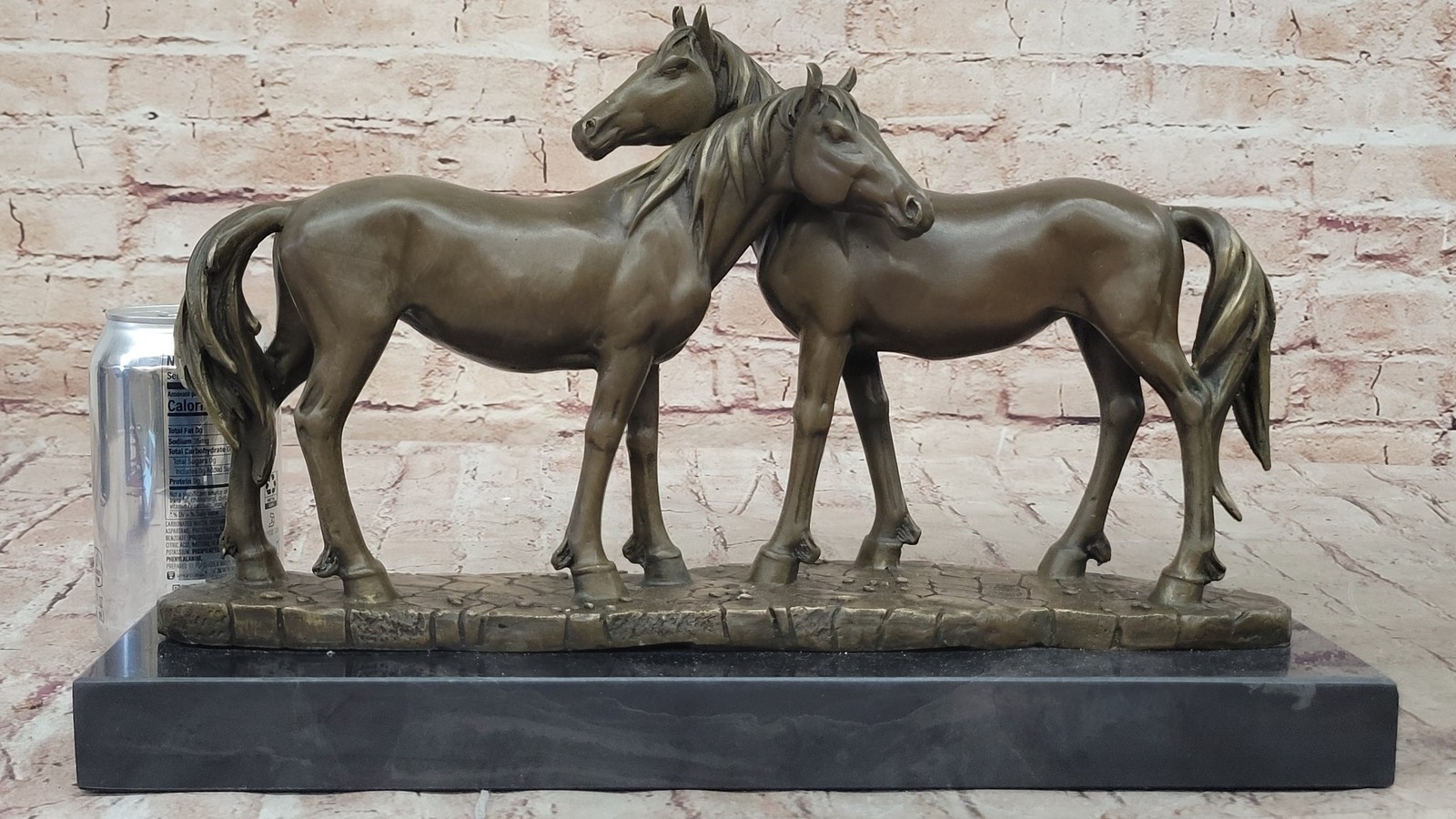 Thoroughbred Two Loving Horses Equestrian Western Art Bronze Marble Statue SALE