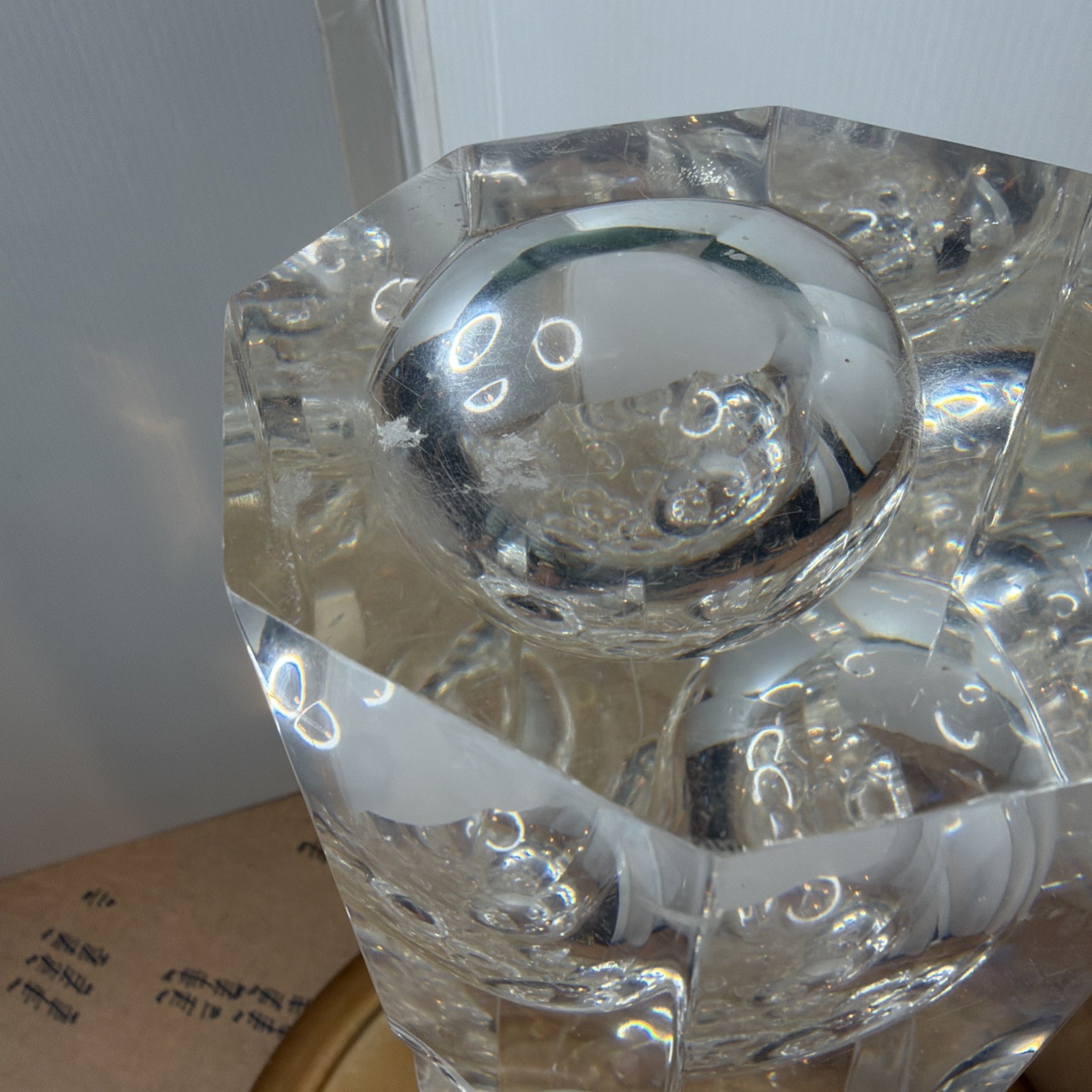 Vintage Mid Century Modern Lucite Bubble Sculpture 8-Sided Geometric Art