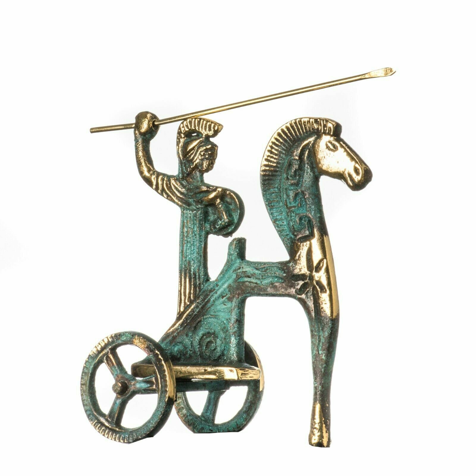 Chariot Of The Sun Athena With Spear Ancient Greek Bronze Museum Statue Replica