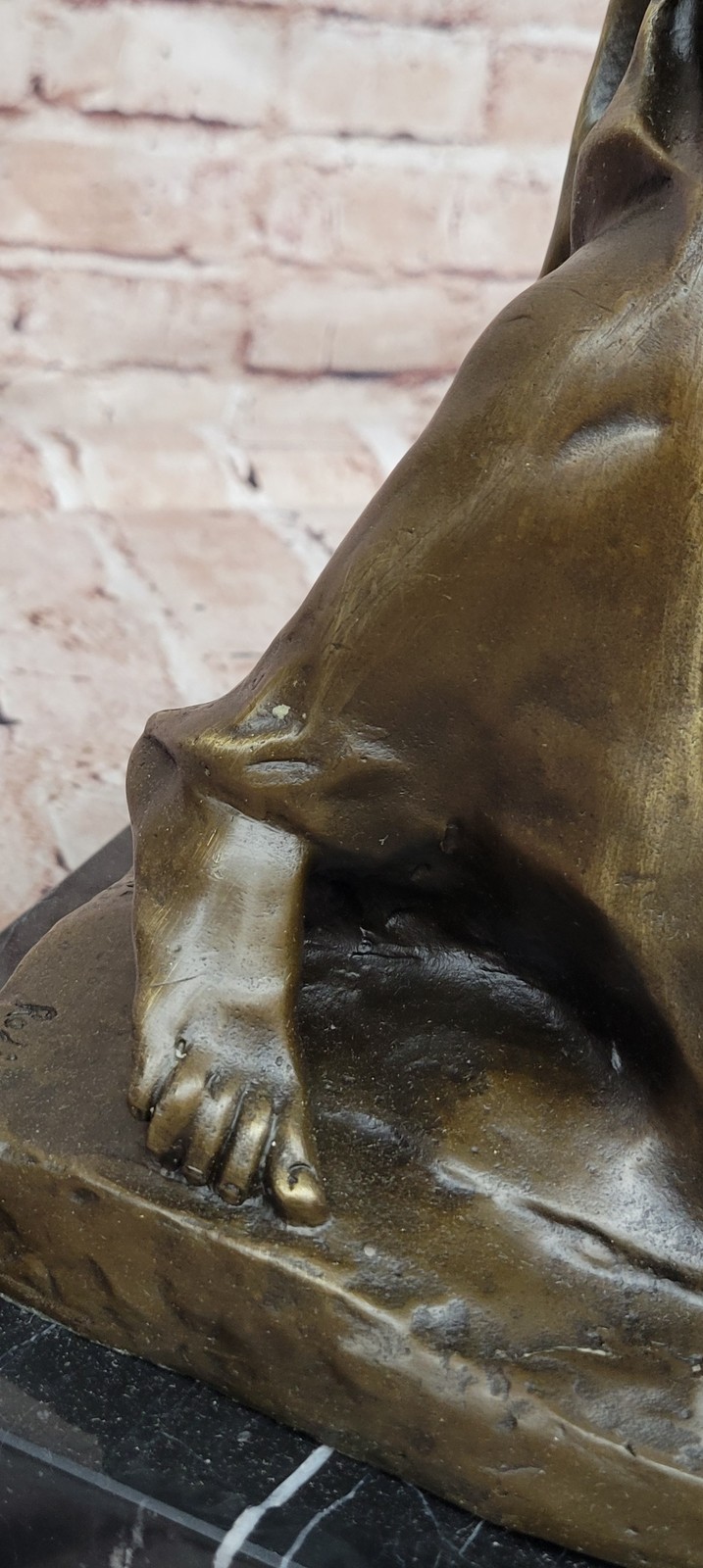 18&Prime; Tall Brown Patina Famous Art Work Adam by French Artist Rodin Bronze Statue