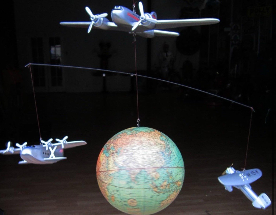 Airplane & Seaplane Globe Around the World Hanging Aviation Decor