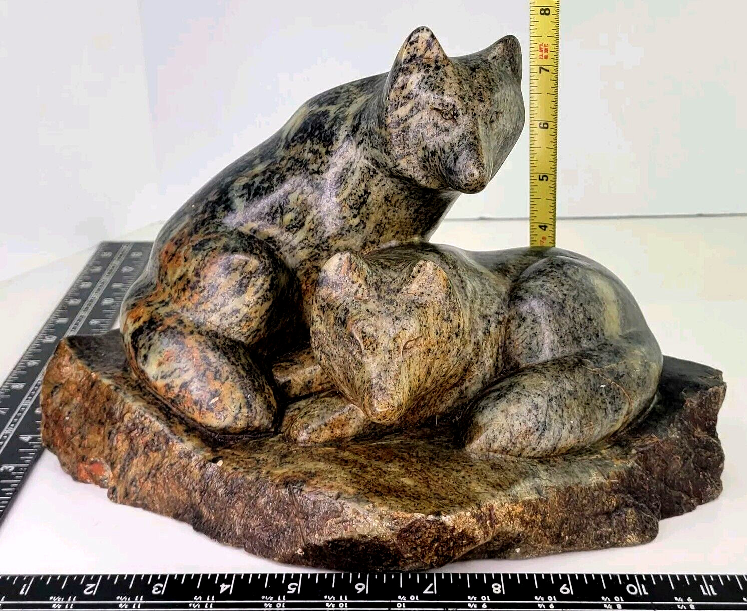 Mary Annis Inuit Eskimo Stone Carving Statue Wolf Wolves Fox Anchorage Alaska