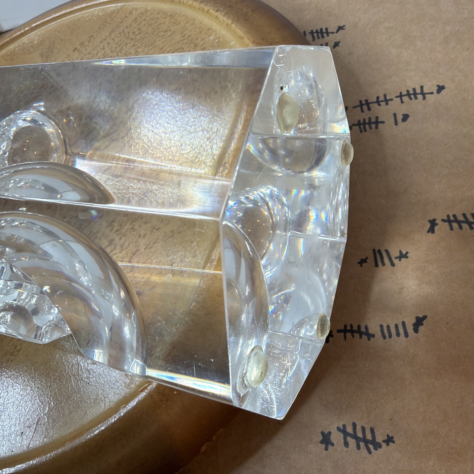 Vintage Mid Century Modern Lucite Bubble Sculpture 8-Sided Geometric Art
