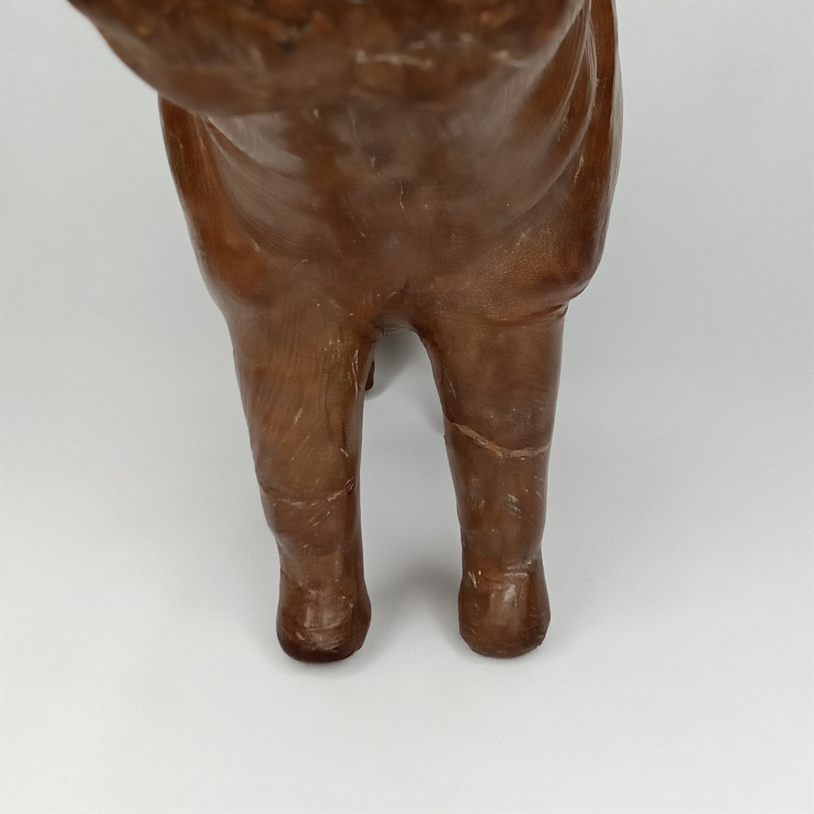 Mid Century 1960s Leather Clad Hippopotamus Artisanal Leatherwork New Arrival