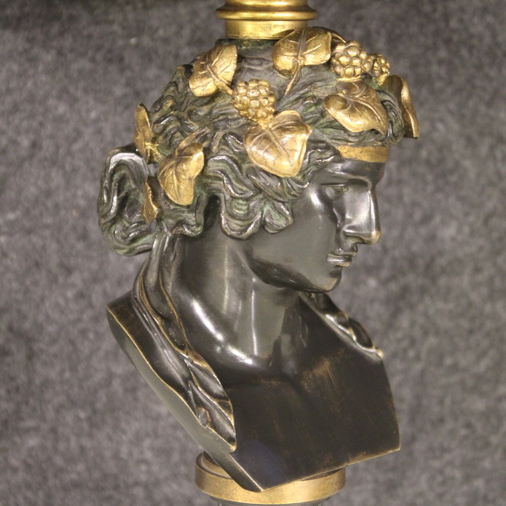 Gilded bronze stand signed Giroux dated 1871 sculpture statue of Bacchus