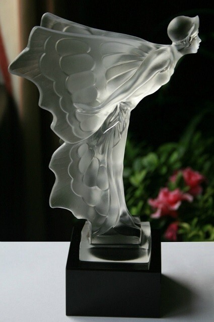 1930&prime; H.Hoffmann Hood Ornament &lsquo; Flying Lady &lsquo; Art Glass Sculpture