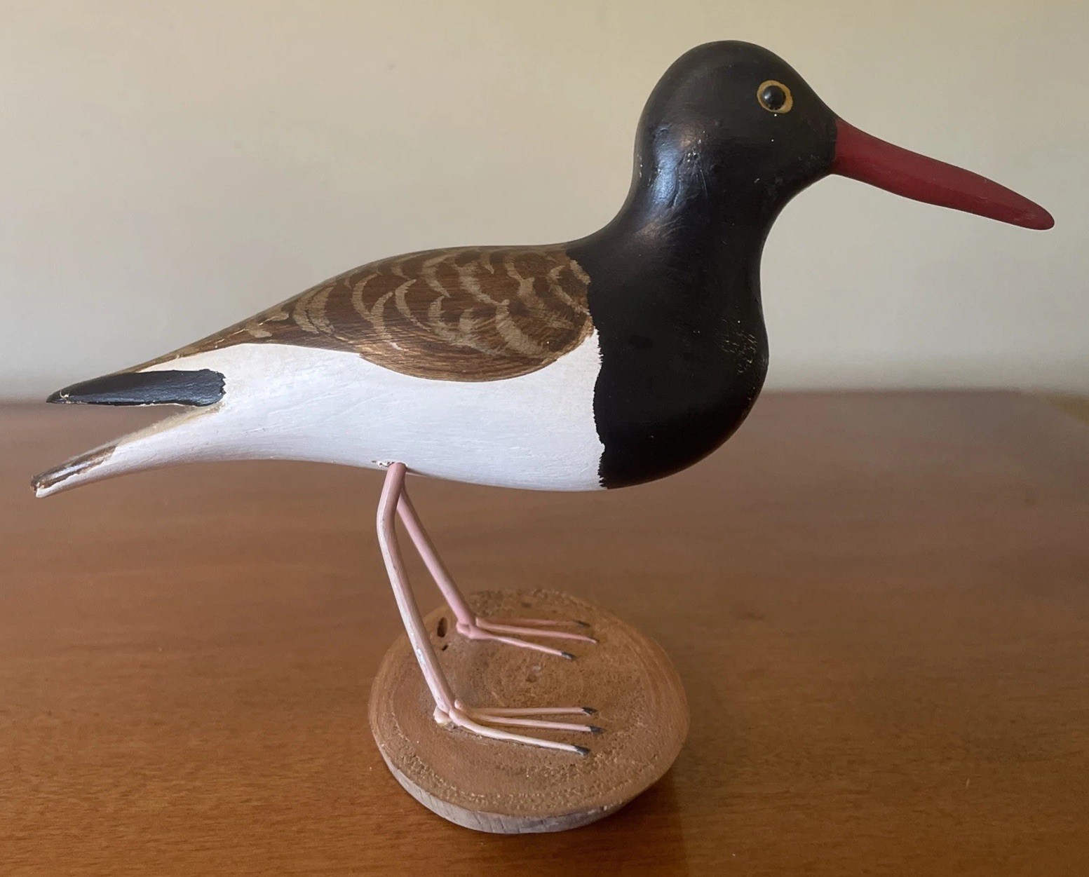 Vintage Wooden Hand Carved/Painted Oyster Catcher Bird Herb Daisey Signed 1988