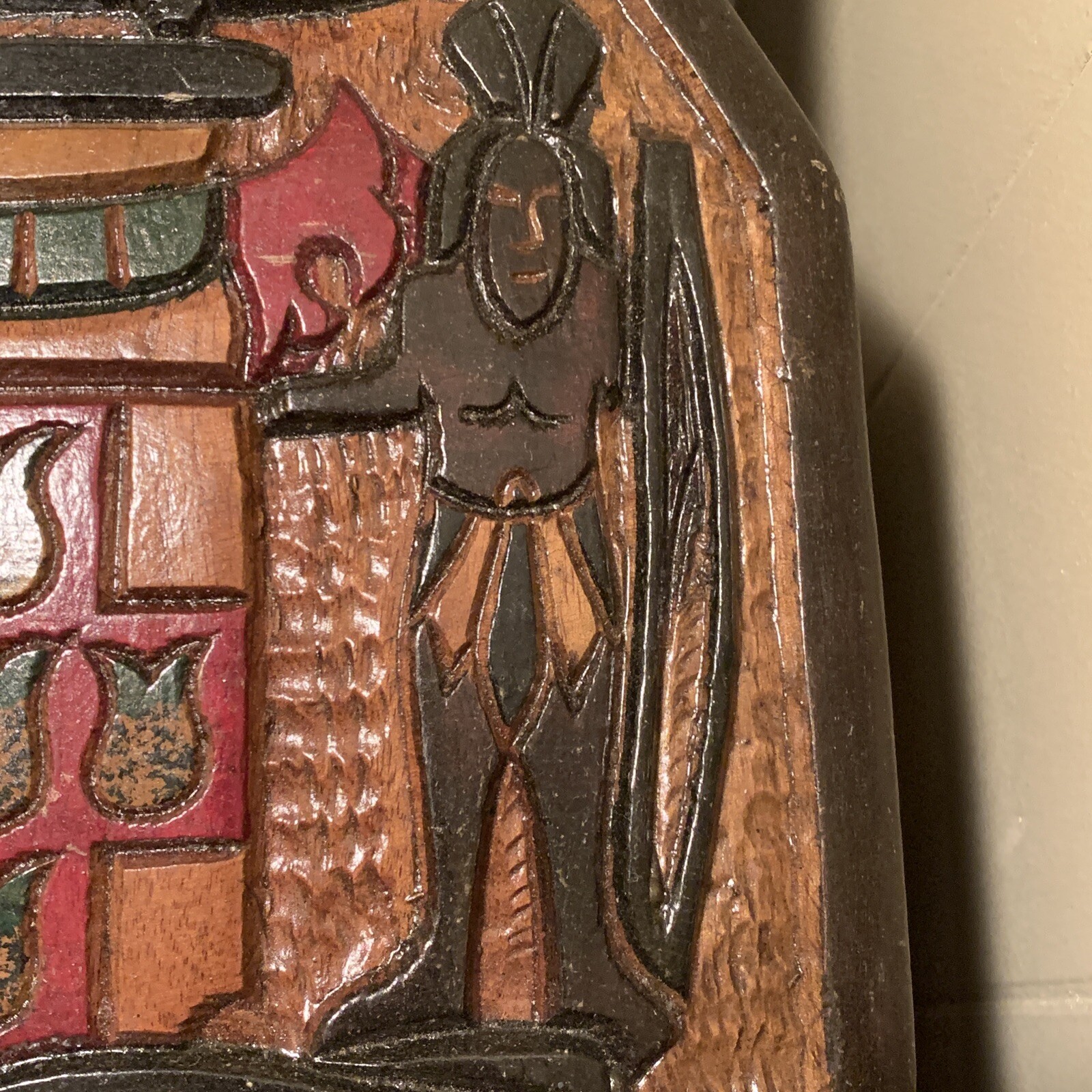 JAMAICA – Out Of Many One People -Hand Carved Wooden Wall Plaque Folk Art Signed