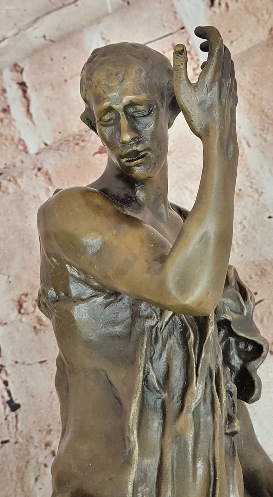 18&Prime; Tall Brown Patina Famous Art Work Adam by French Artist Rodin Bronze Statue