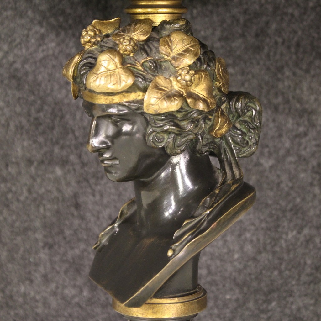 Gilded bronze stand signed Giroux dated 1871 sculpture statue of Bacchus