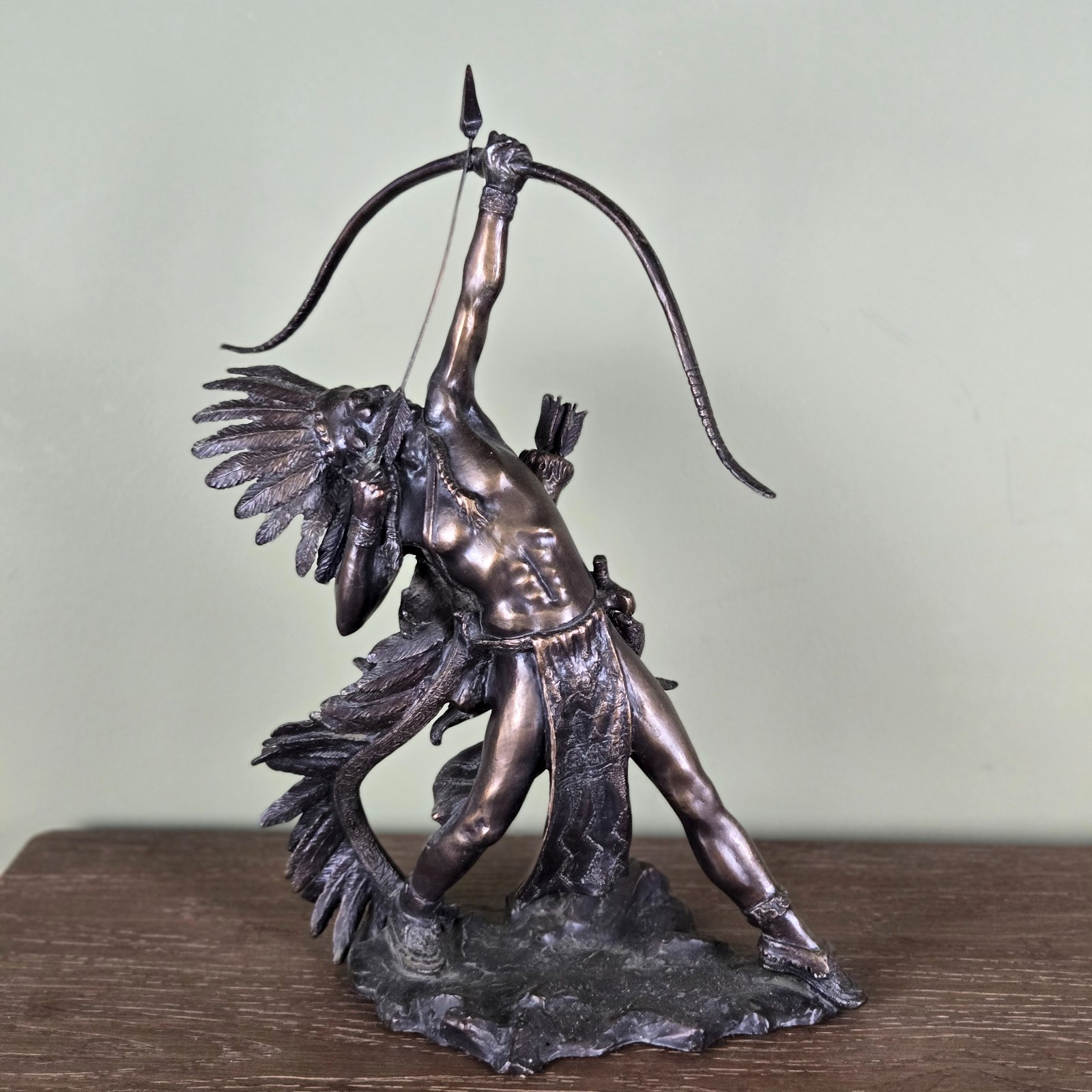 15in Starshooter Lincoln Fox Bronze Statue Marked 1988 Indian Native American (F