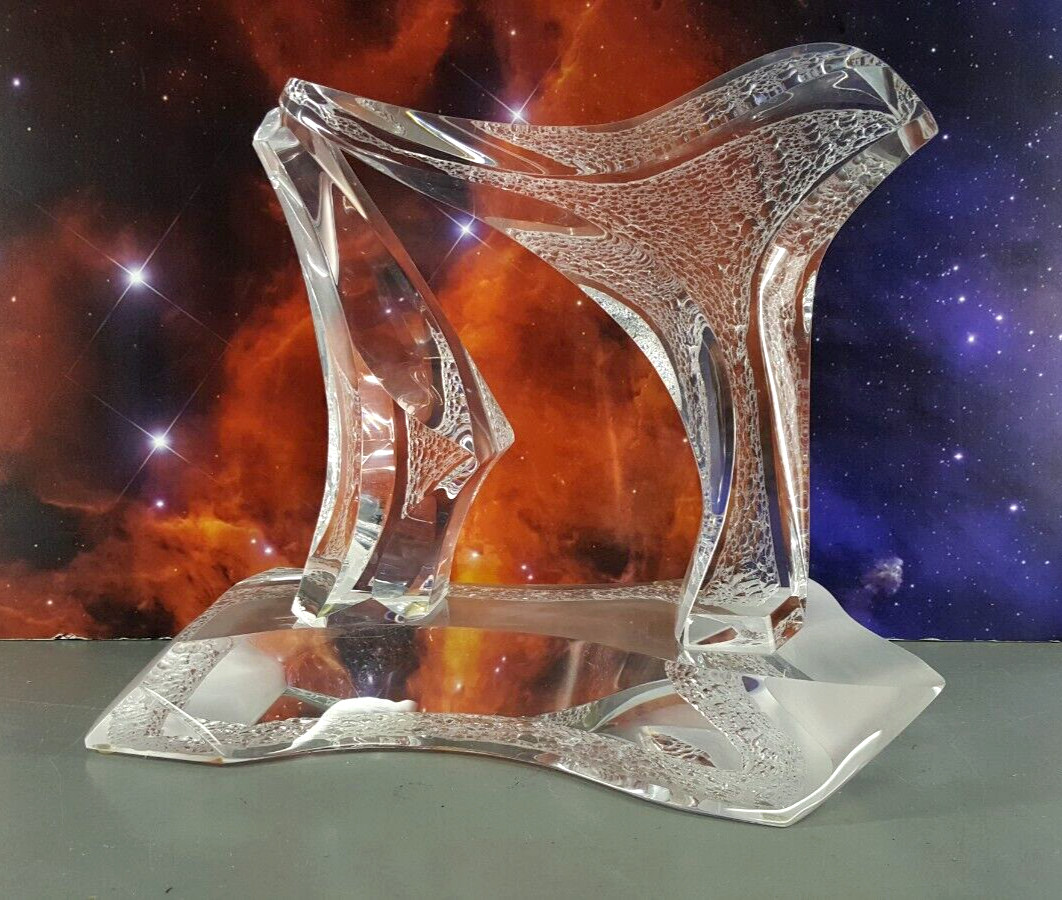HUGE LUCITE ACRYLIC ABSTRACT SCULPTURE SIGNED ROUGE MCM CONTEMPORARY DECOR VTG