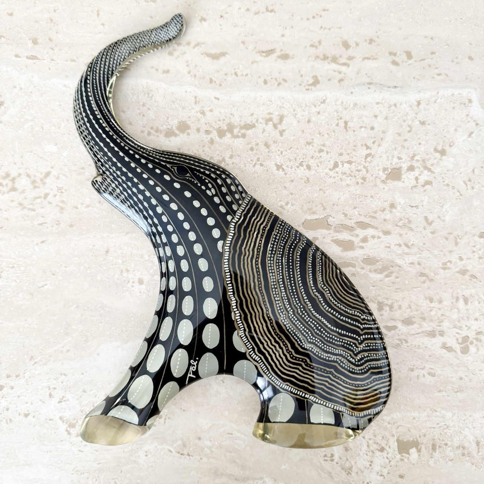 Abraham Palatnik Brazil Optic Lucite Elephant Art Sculpture MCM Mid Century 10”