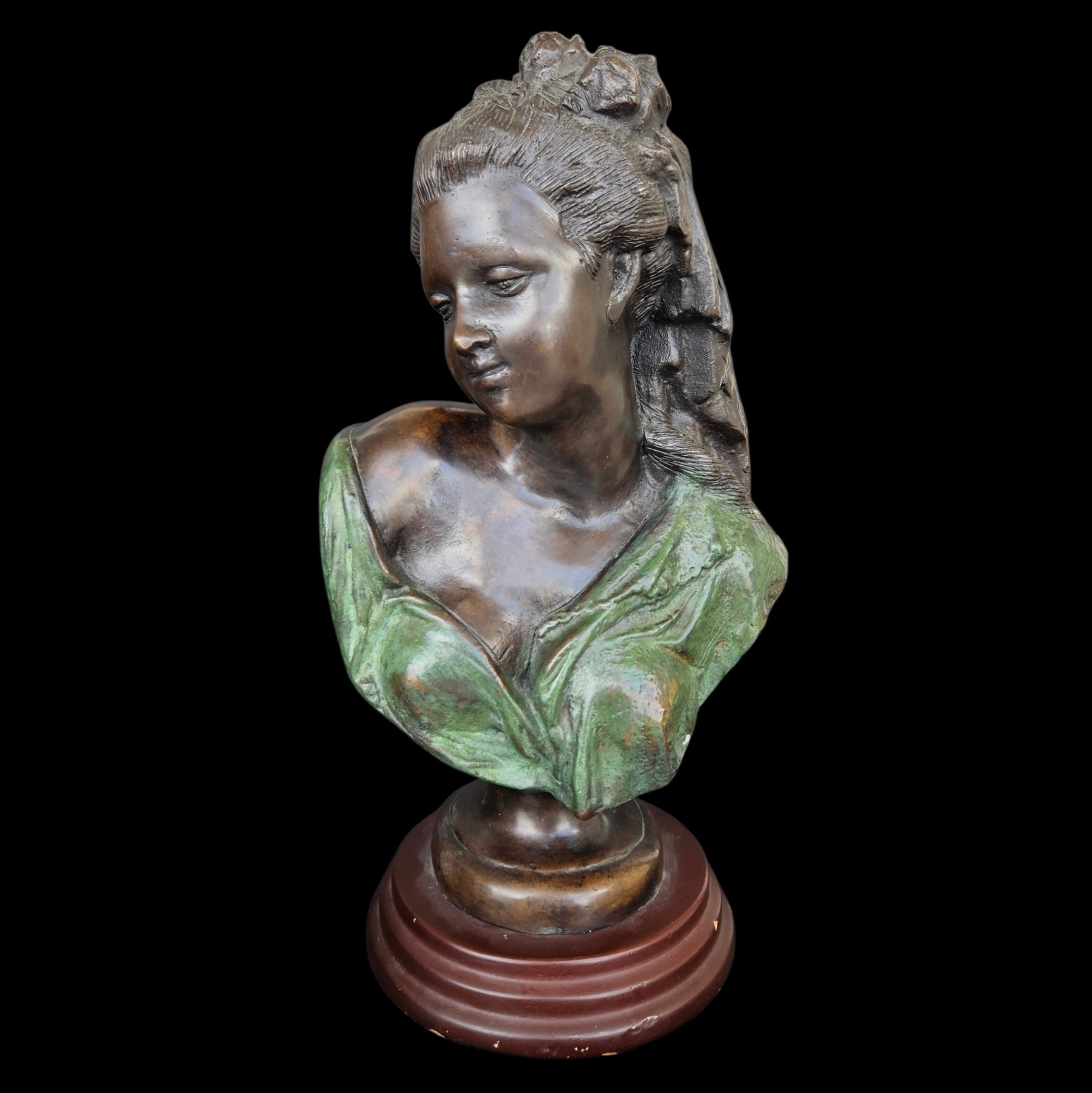 Antique French Bronze Bust of Flora after Jean Baptiste Carpeaux Le Printemps