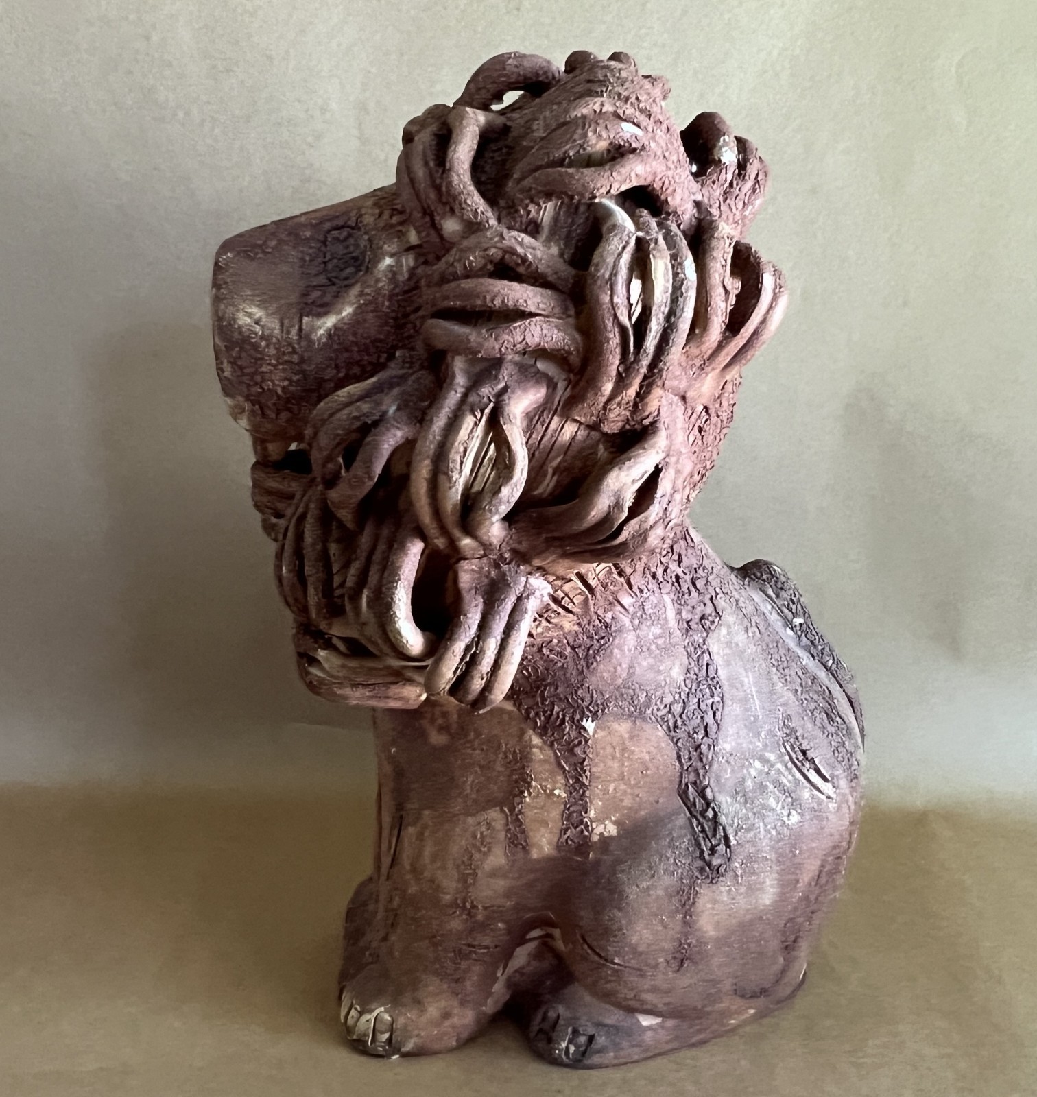 Vintage 1960 Aldo Londi Bitossi Italian Pottery Lion MCM Sculpture Figure