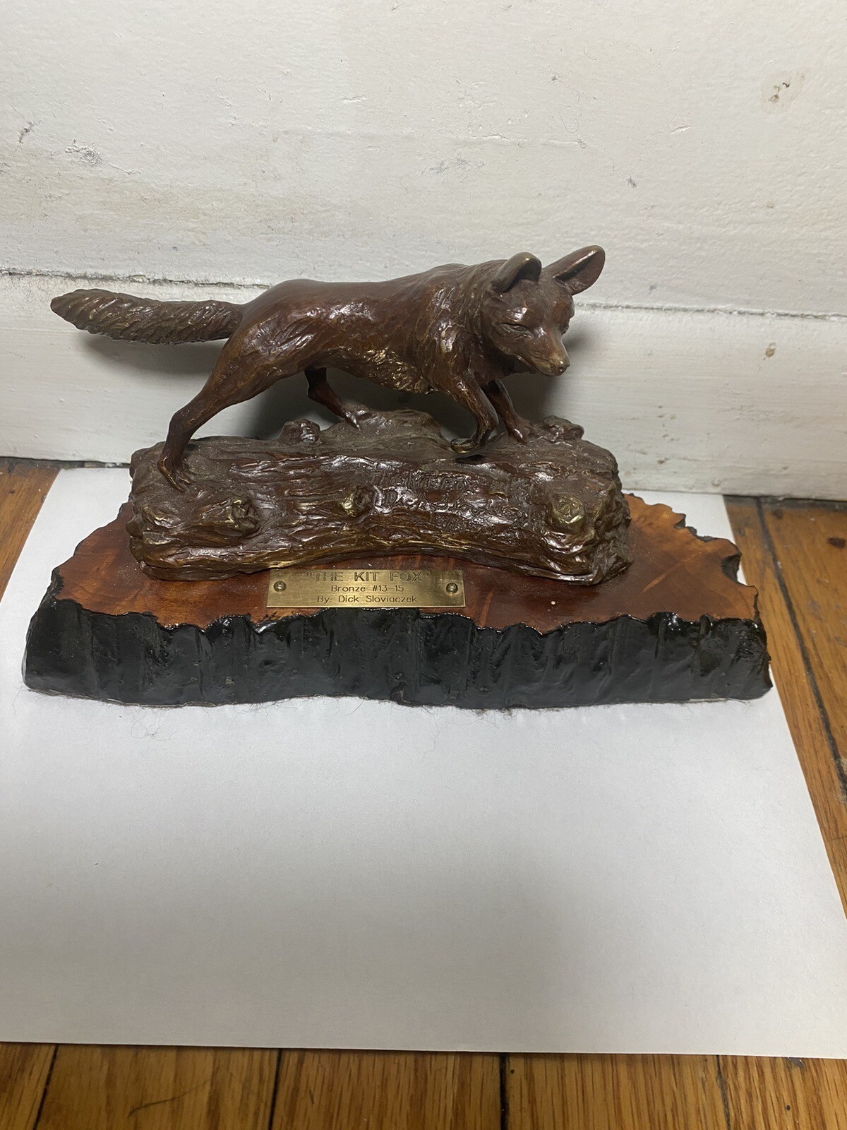 VINTAGE BRONZE FOX Bydickslaviacz SCULPTURE HUNT ORIGINAL signed