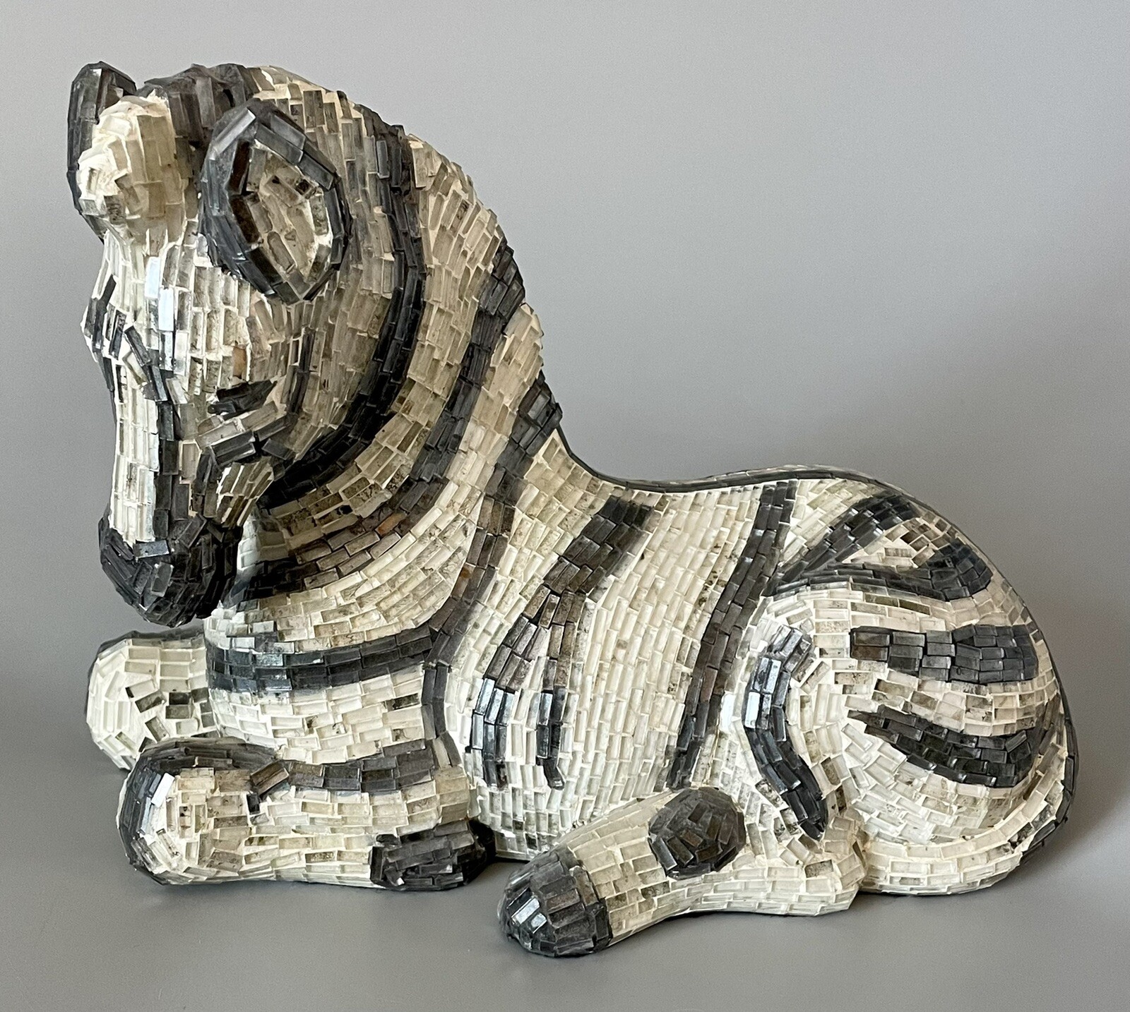 Rare/Vintage Jobi Zebra Statue/Mosaic/Glass Mirror Art Deco — Made In Brazil