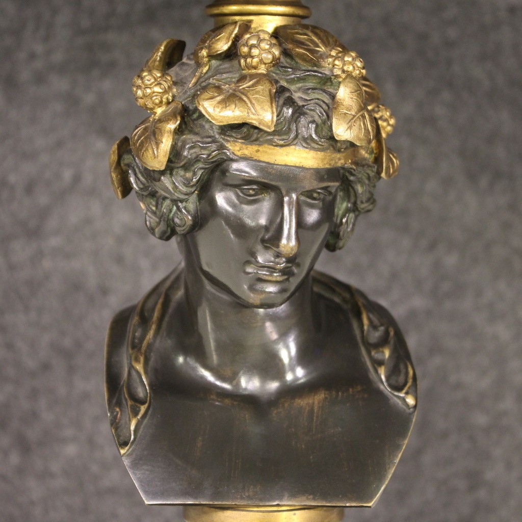 Gilded bronze stand signed Giroux dated 1871 sculpture statue of Bacchus