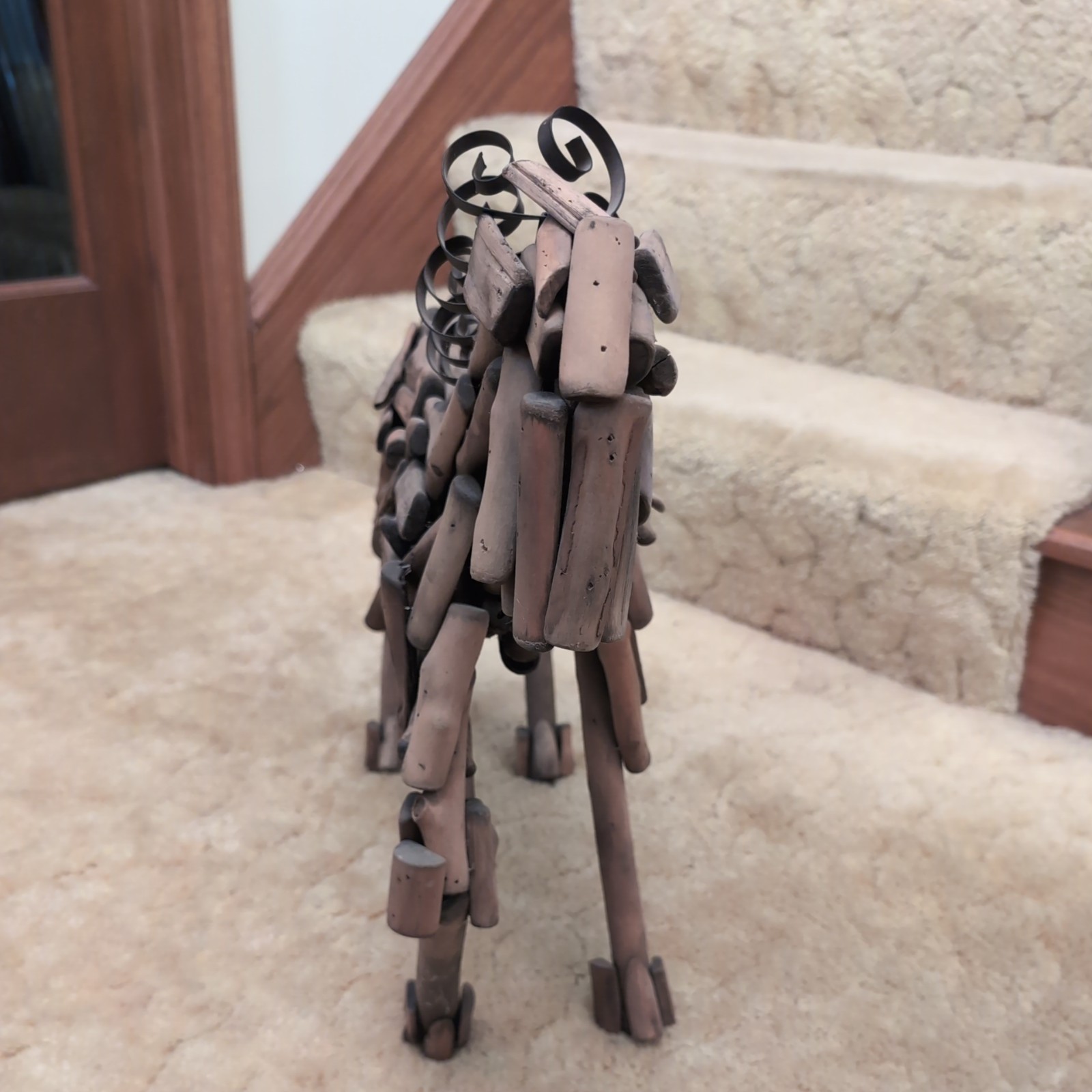 Large Free Standing Driftwood Horse Wood Modern Art Sculpture Metal Mane & Tail
