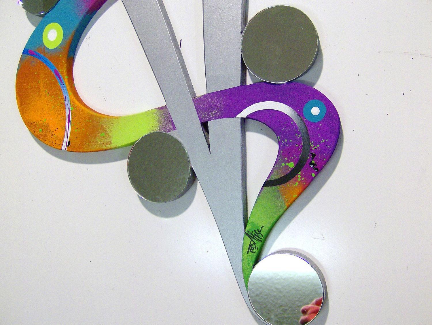 Colorful Abstract Wall Sculpture with Mirror accents 48×31 by Art69