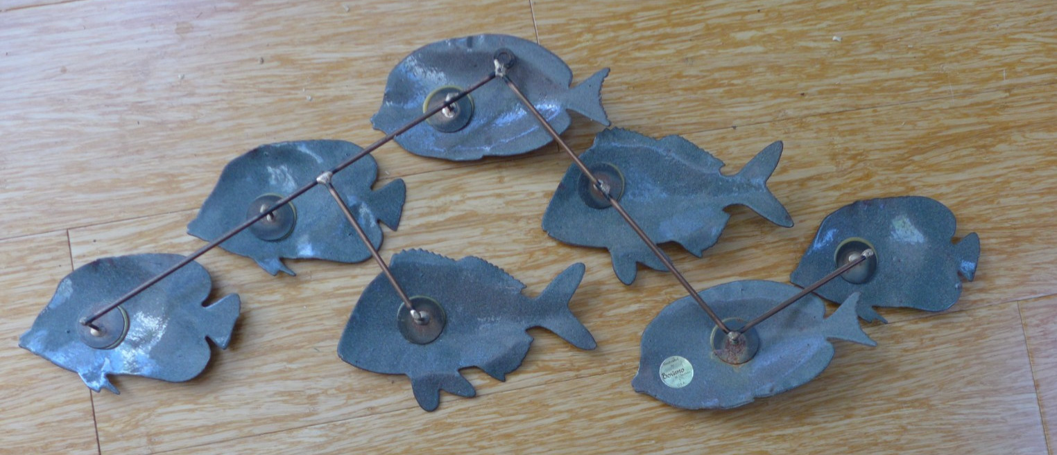 Vintaqge Bovano of Cheshire Enamel Wall Sculpture Art 7 Tropical Fish