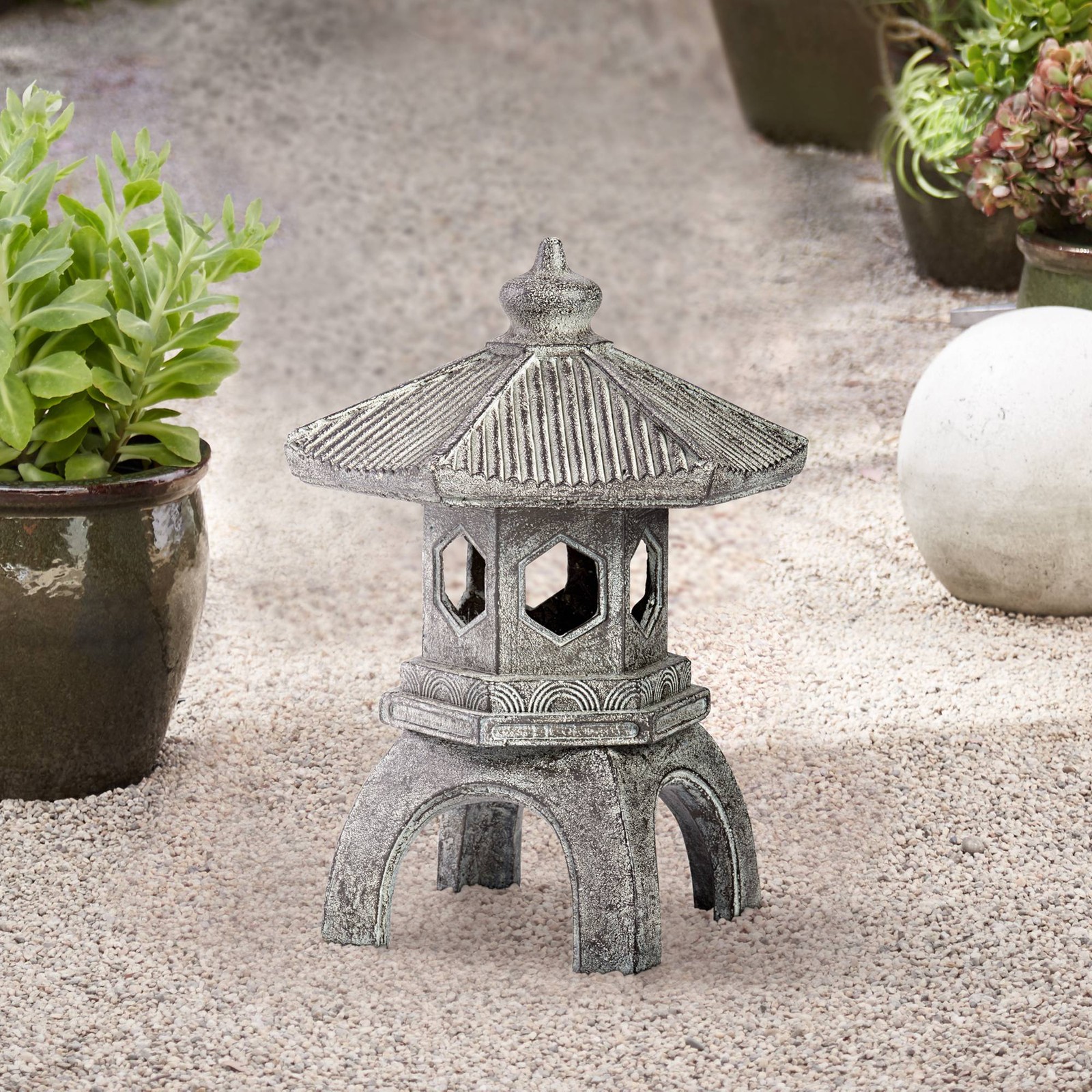 Asian Indoor Outdoor Statue 16 1/2&Prime; Pagoda Sculpture for Table Desk Yard Garden