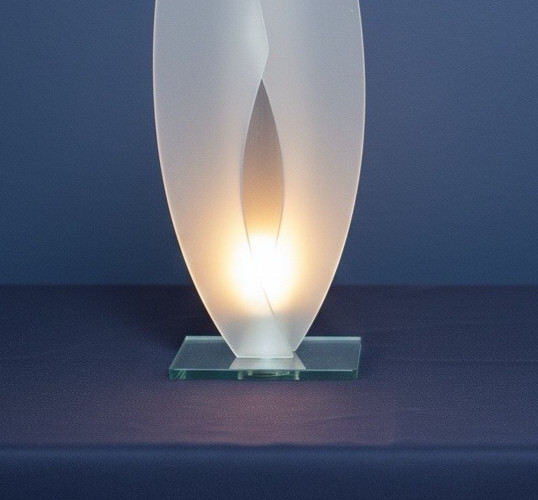 Retro Vintage Modernist Double Flames Sculpture Acid Glass Vase 12&Prime; Tall 2AA