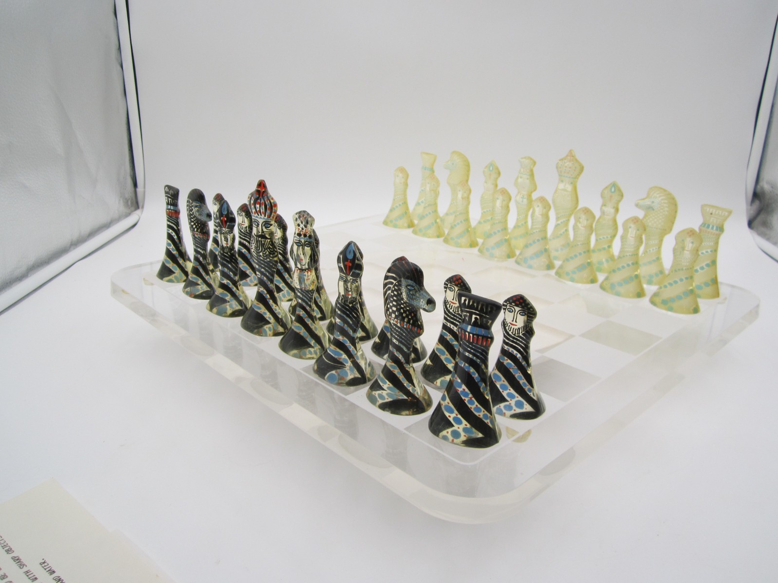 Abraham Palatnik Acrylic Chess Set COMPLETE ORIGINAL W ARTEMIS PAPERWORK