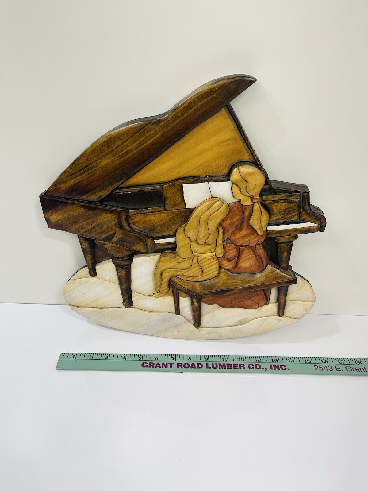 Intarsia – Wood Art – Piano Teacher Mother Child Girls Gift for Musician 15”