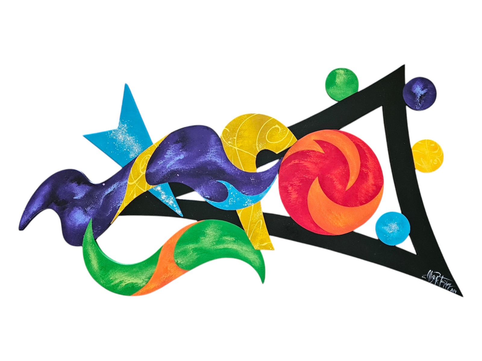 Colorful abstract wall sculpture – Wood Wall decor, Futura 08 – 42×24 by Alisa