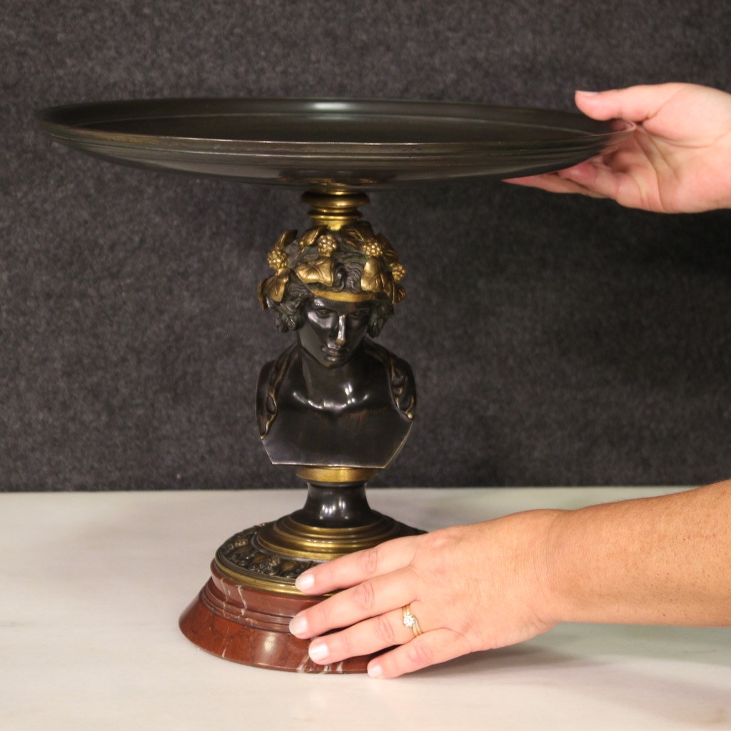 Gilded bronze stand signed Giroux dated 1871 sculpture statue of Bacchus