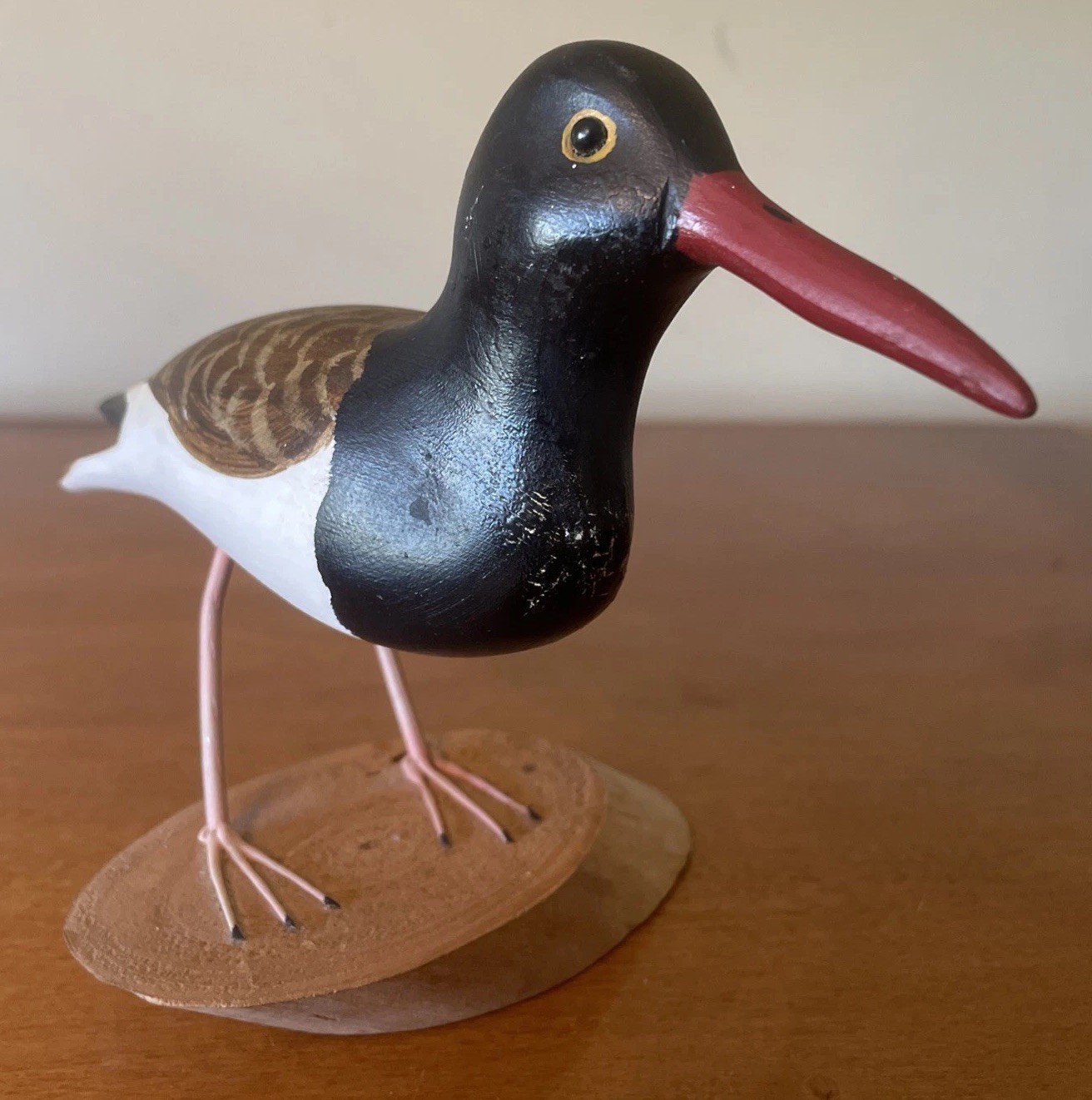 Vintage Wooden Hand Carved/Painted Oyster Catcher Bird Herb Daisey Signed 1988